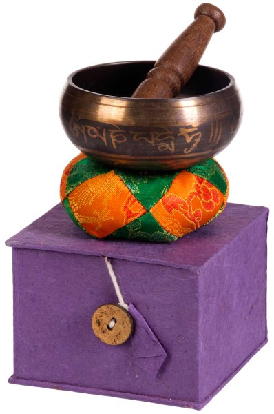   Klangschale, Geschenk-Set, lasiert, ornamentiert Ø 9,5cm